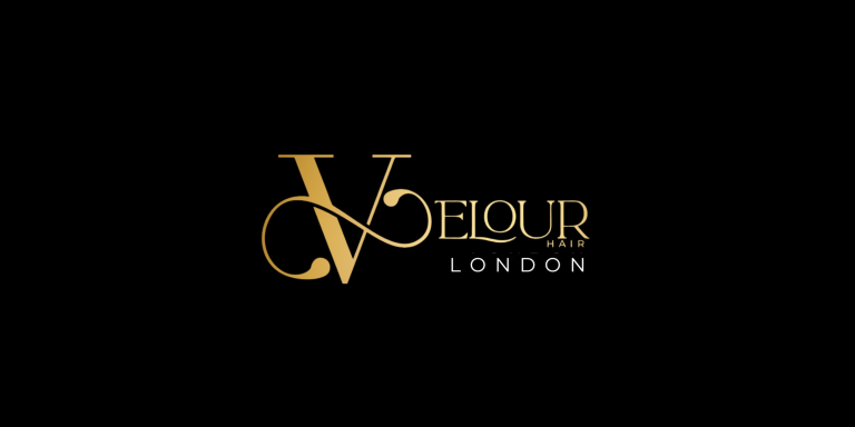 Black and gold Velour Hair London logo